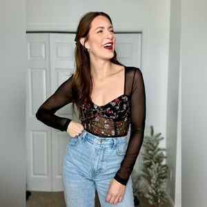 Long sleeve sheer bodysuit